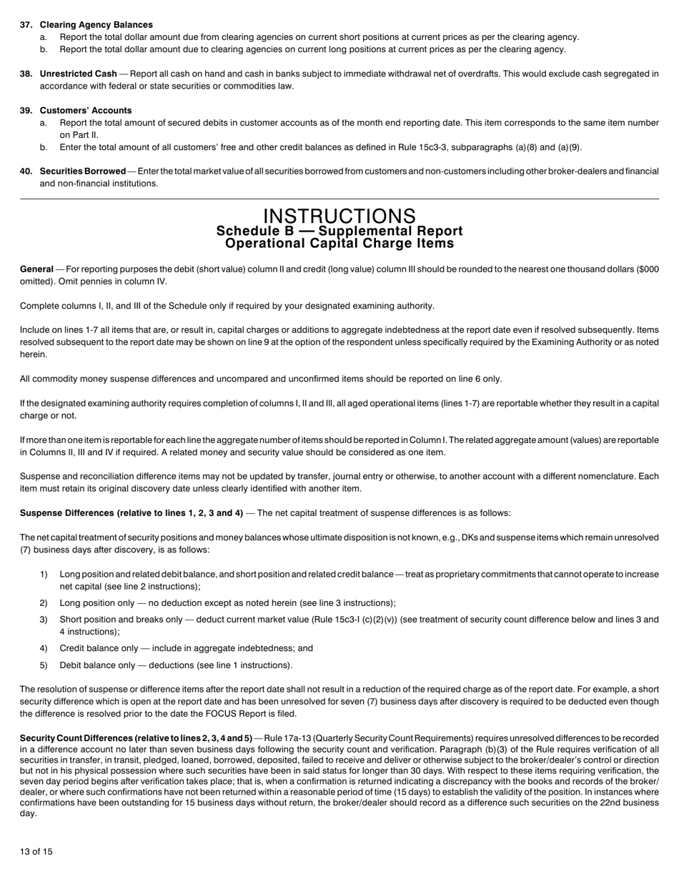 SEC Form 1705 (X-17A-5) Part I Focus Report, Page 13