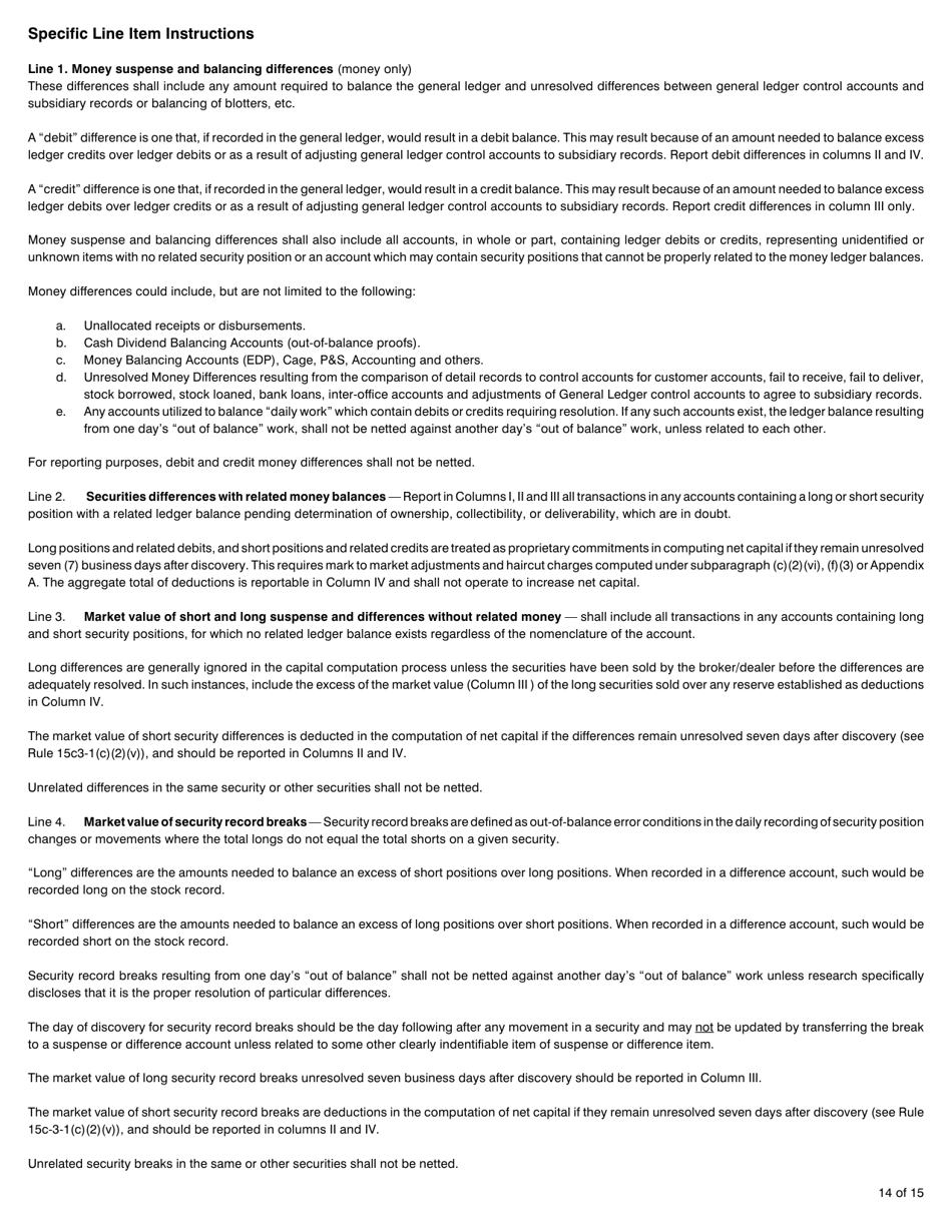 SEC Form 1705 (X-17A-5) Part I Focus Report, Page 14