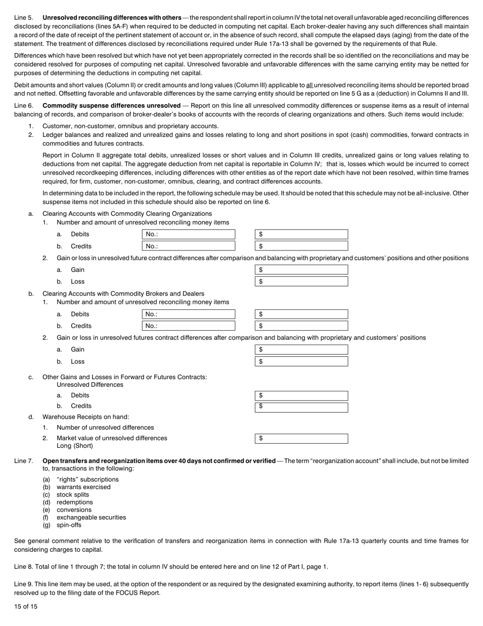 SEC Form 1705 (X-17A-5) Part I Focus Report, Page 15