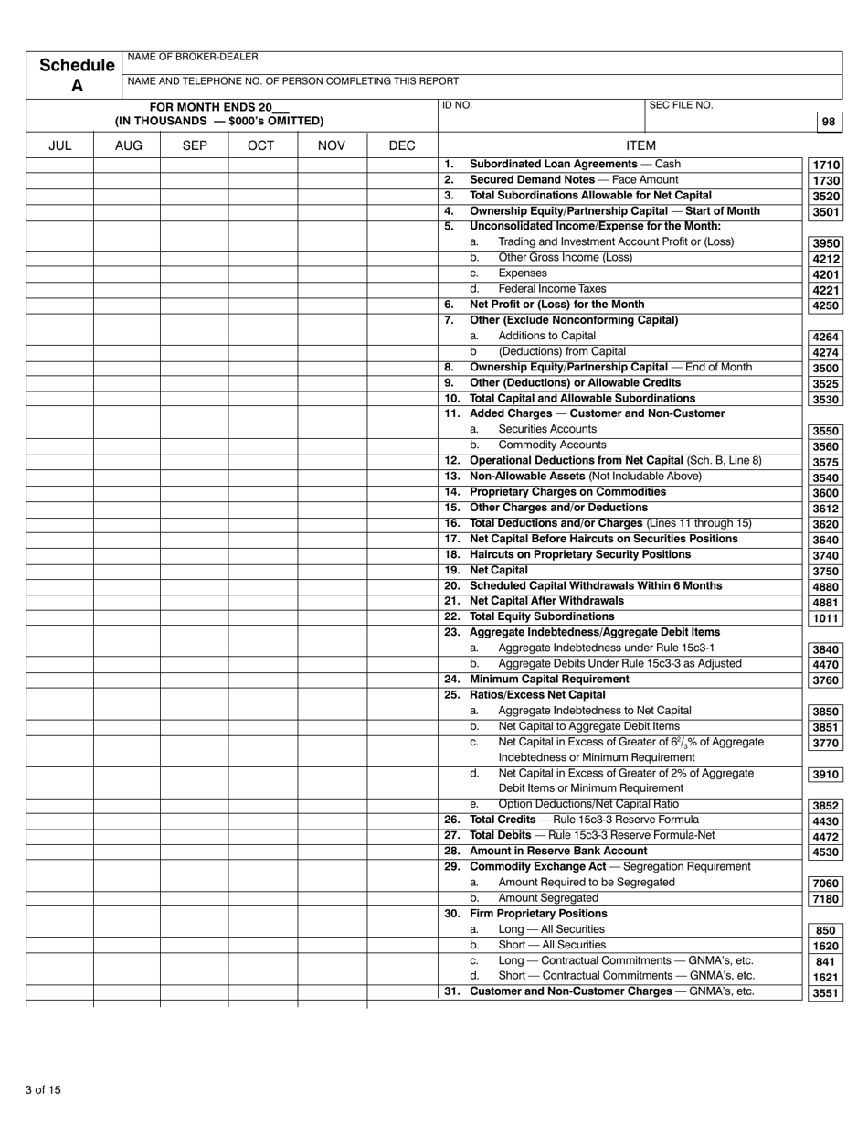 SEC Form 1705 (X-17A-5) Part I Focus Report, Page 3