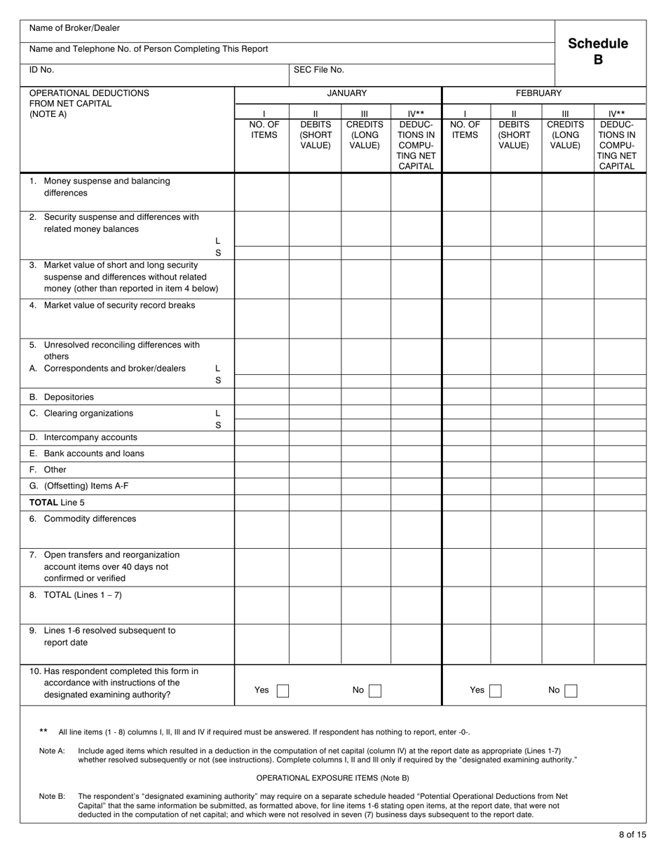 SEC Form 1705 (X-17A-5) Part I Focus Report, Page 8
