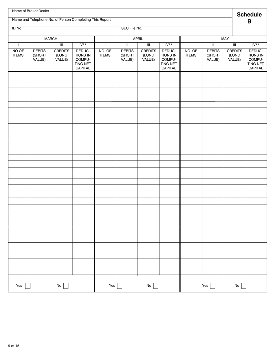 SEC Form 1705 (X-17A-5) Part I Focus Report, Page 9