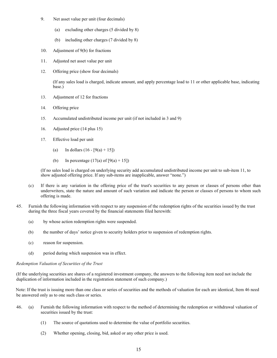 SEC Form 0977 (N-8B-2) Registration Statement of Unit Investment Trusts Which Are Currently Issuing Securities, Page 17