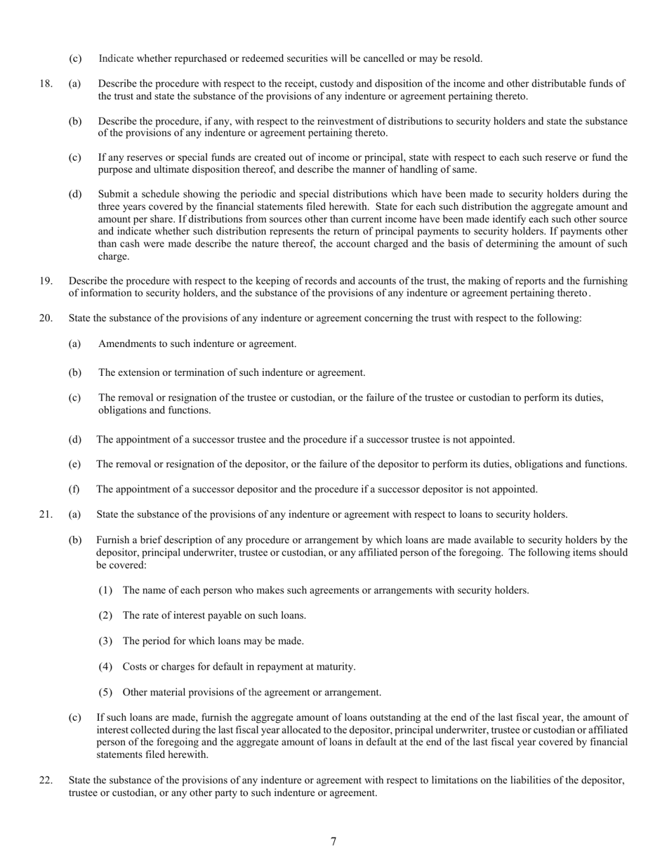 SEC Form 0977 (N-8B-2) Registration Statement of Unit Investment Trusts Which Are Currently Issuing Securities, Page 9