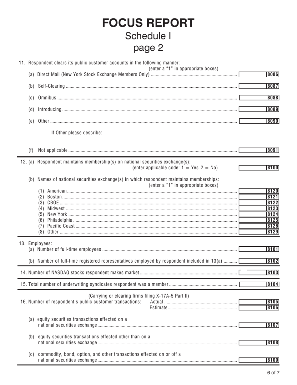 SEC Form 1675 (X17A5) Schedule I Download Printable PDF or Fill
