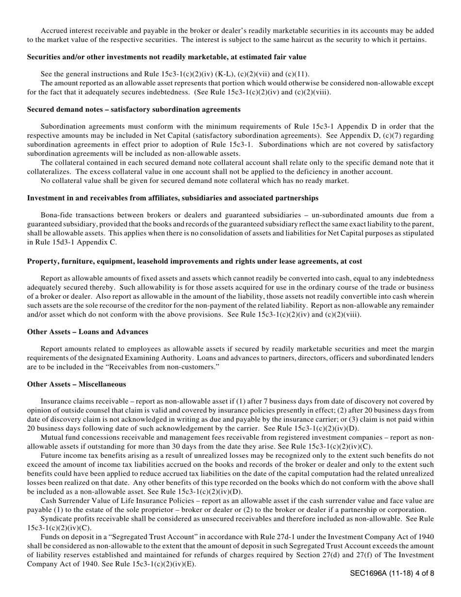 Instructions for SEC Form 1696, X-17A-5 Part IIA Focus Report, Page 4