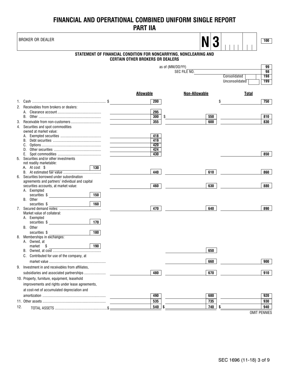 SEC Form 1696 (X-17A-5) Part IIA Focus Report, Page 3
