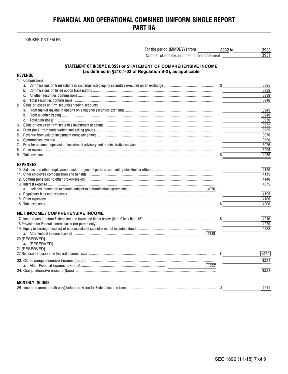 SEC Form 1696 (X-17A-5) Part IIA Focus Report, Page 7