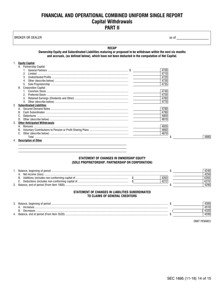 SEC Form 1695 (X-17A-5) Part II Focus Report, Page 14