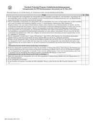 SBA Form 2483 PPP First Draw Borrower Application Form (German), Page 2