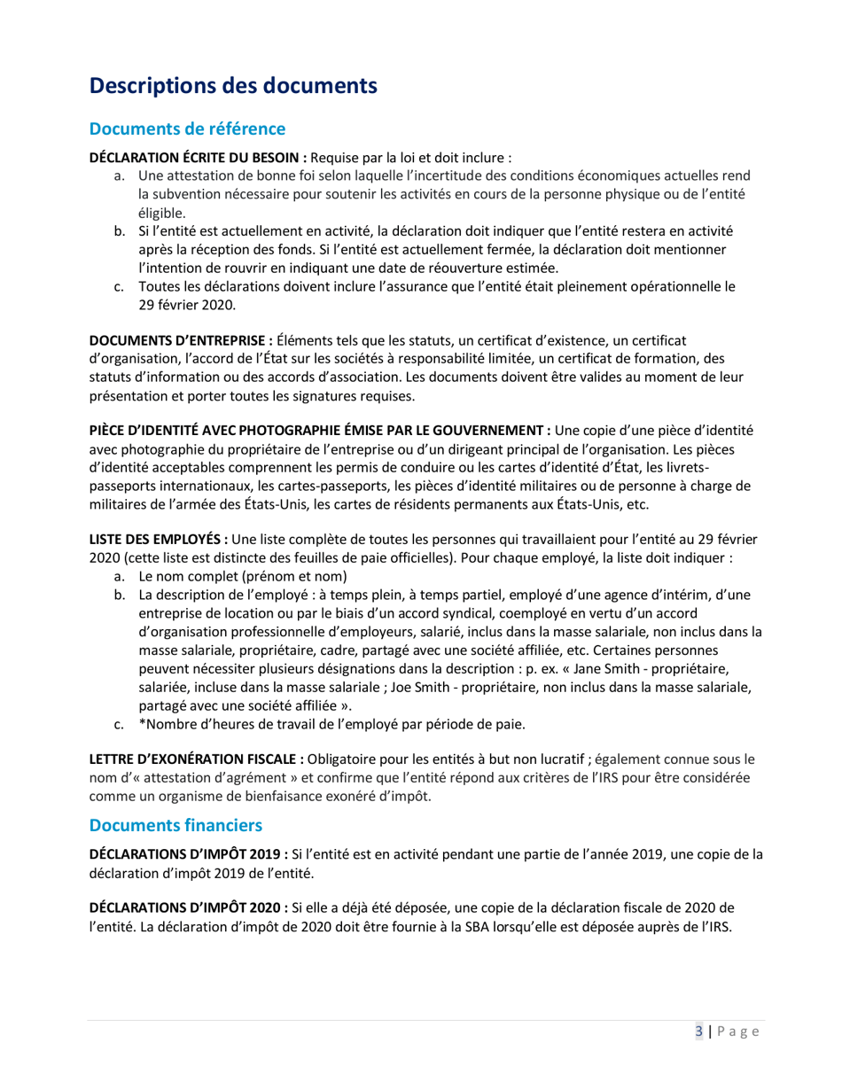 Shuttered Venue Operators Grant Application Checklist (French), Page 3