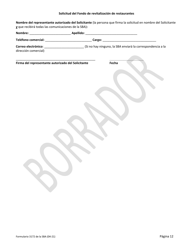 SBA Formulario 3172 Solicitud Del Fondo De Revitalizacion De Restaurantes (Spanish), Page 12
