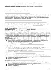 SBA Form 3172 Restaurant Revitalization Funding Application Sample (French), Page 2