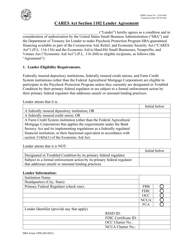 Document preview: SBA Form 3506 CARES Act Section 1102 Lender Agreement