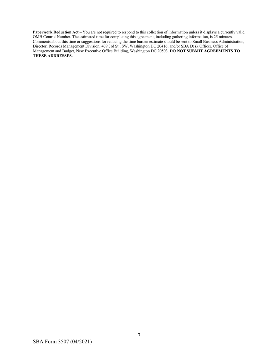 SBA Form 3507 CARES Act Section 1102 Lender Agreement - Non-bank and Non-insured Depository Institution Lenders, Page 7