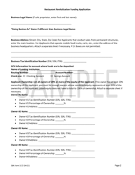 SBA Form 3172 Restaurant Revitalization Funding Application Sample, Page 2