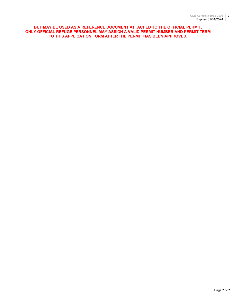 FWS Form 3-1383-G General Activities Special Use Permit Application, Page 7