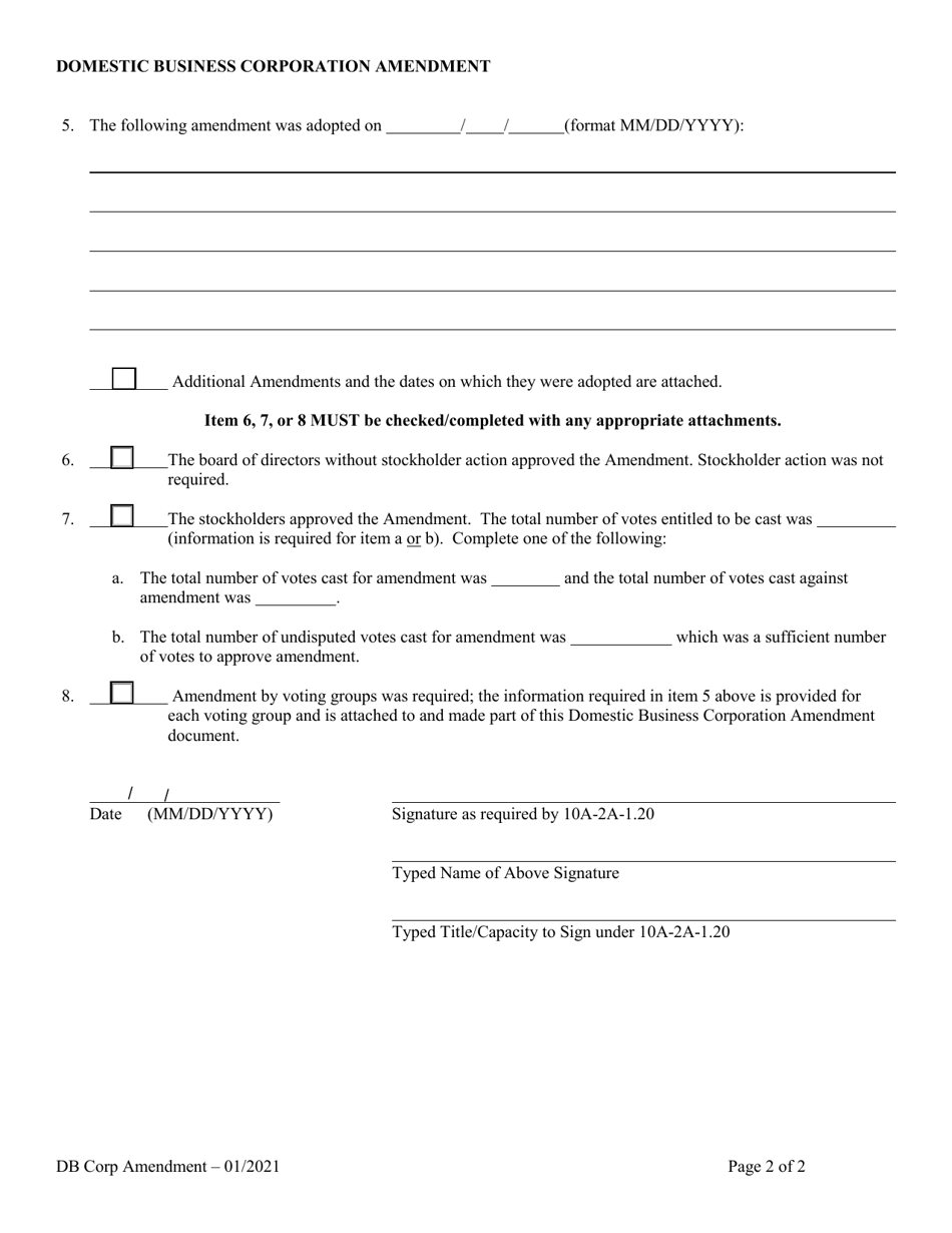 Domestic Business Corporation Amendment to Certificate of Incorporation - Alabama, Page 2
