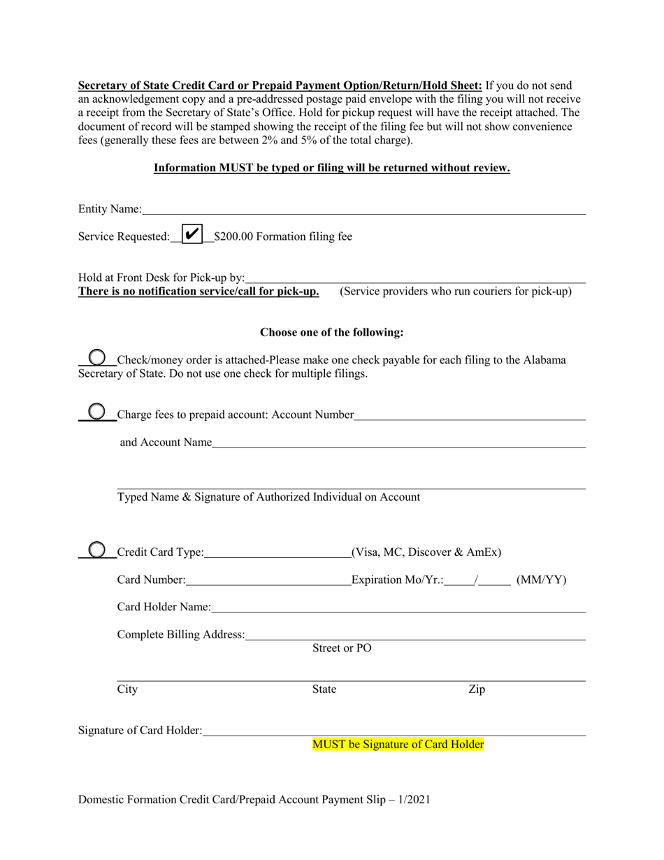 Domestic Business Corporation Certificate of Incorporation - Alabama, Page 3