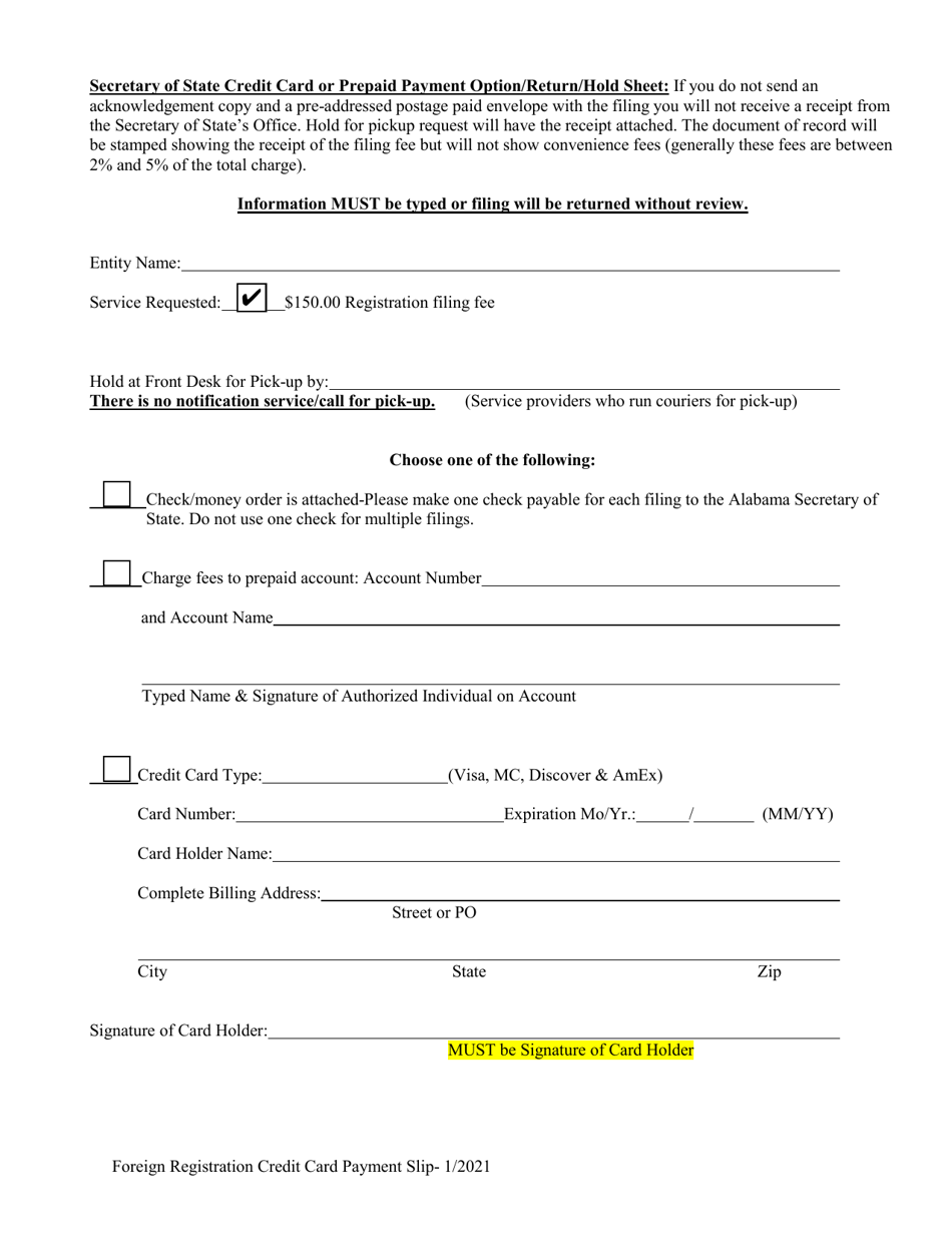 Foreign Professional Corporation (Business or Non-profit) Application for Registration - Alabama, Page 3