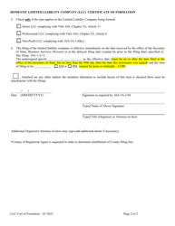 Domestic Limited Liability Company (LLC) Certificate of Formation - Alabama, Page 2