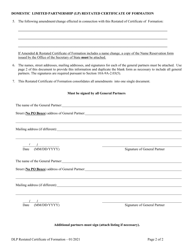 Domestic Limited Partnership (Lp) Restated Certificate of Formation - Alabama, Page 2