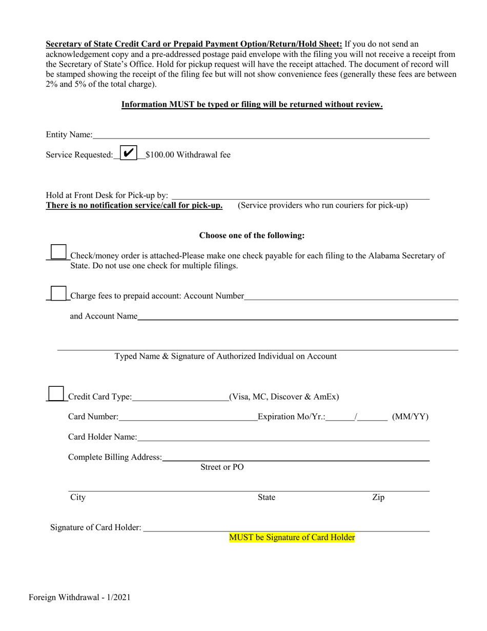 Foreign Limited Partnership (Lp) Statement of Withdrawal - Alabama, Page 3