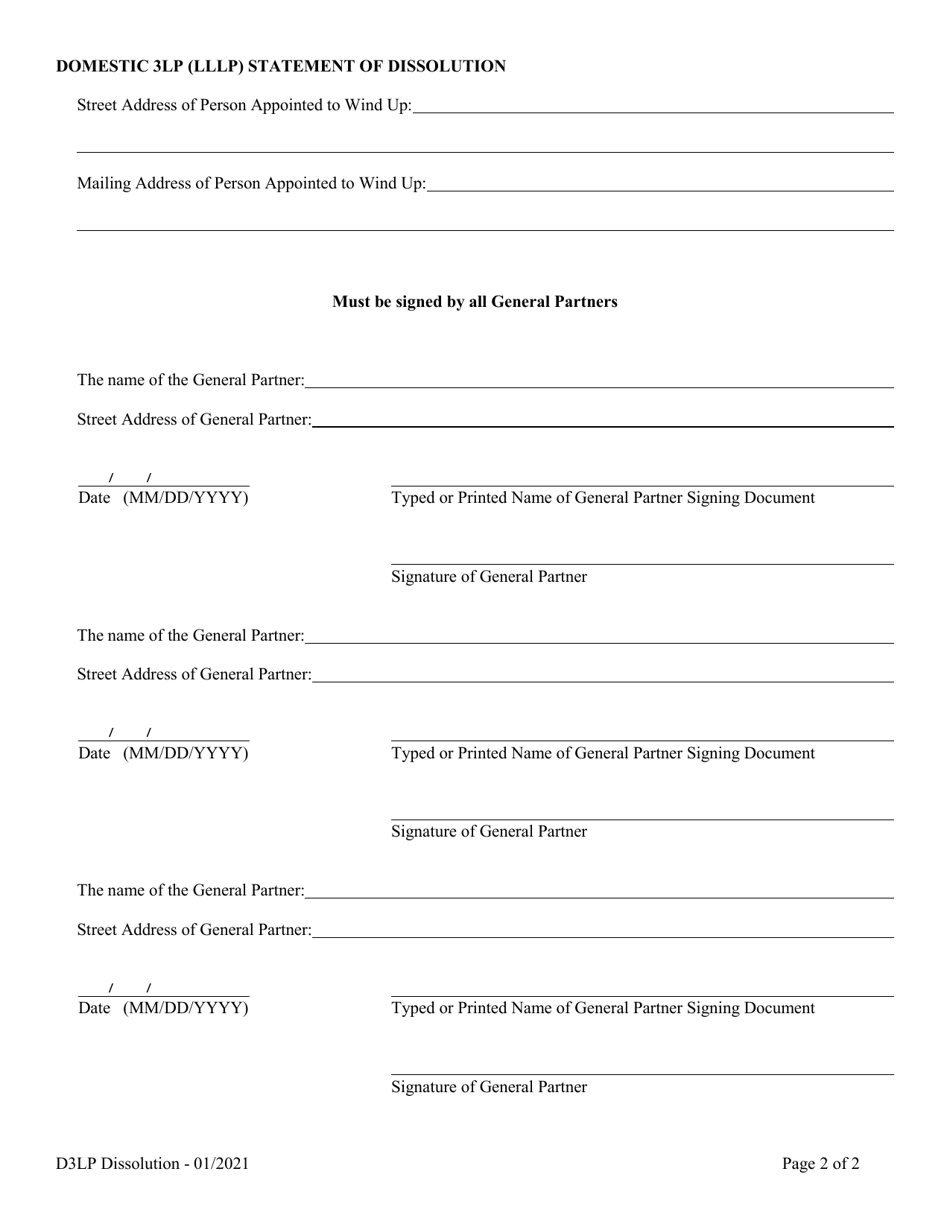 Domestic Limited Liability Limited Partnership (Lllp) Statement of Dissolution - Alabama, Page 2
