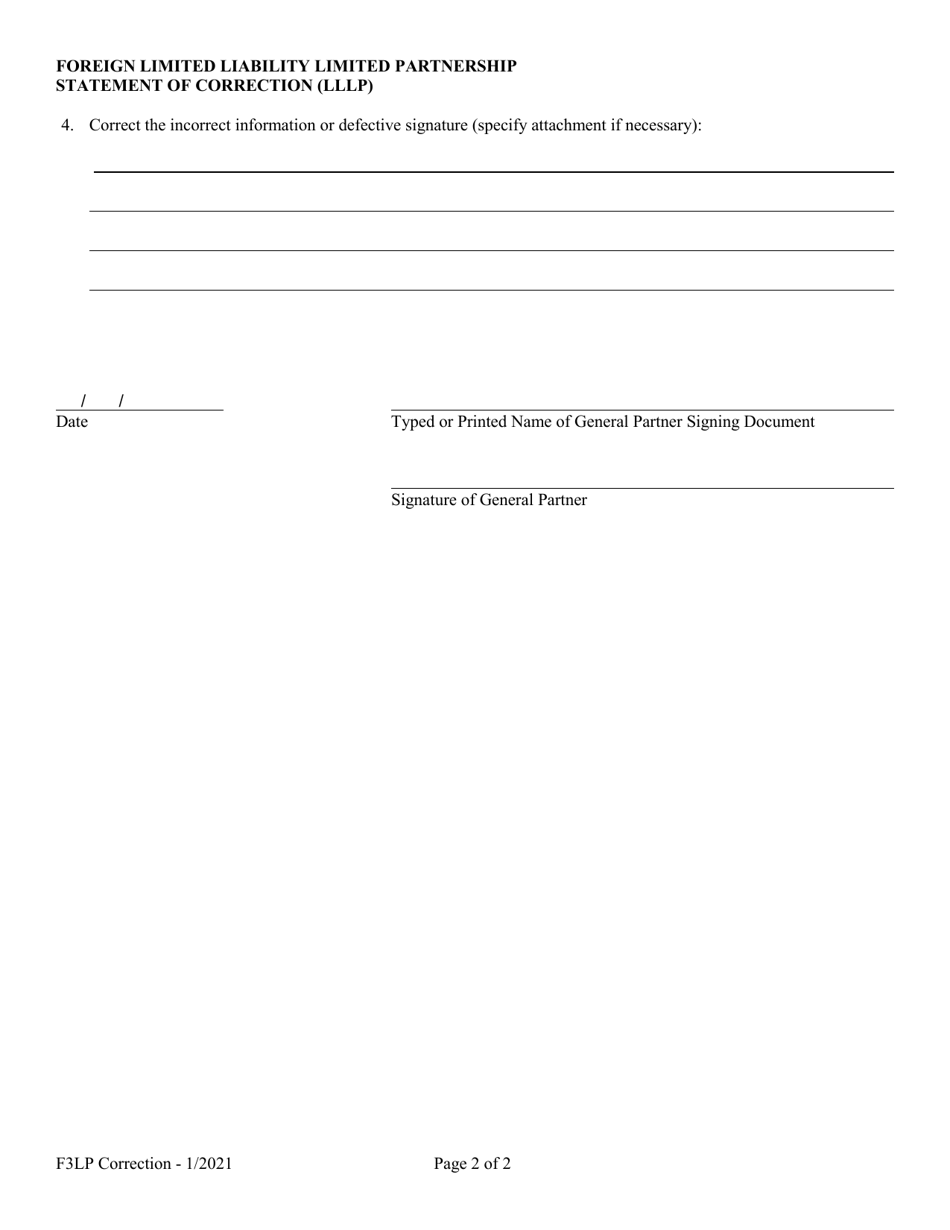 Foreign Limited Liability Limited Partnership Statement of Correction (Lllp) - Alabama, Page 2