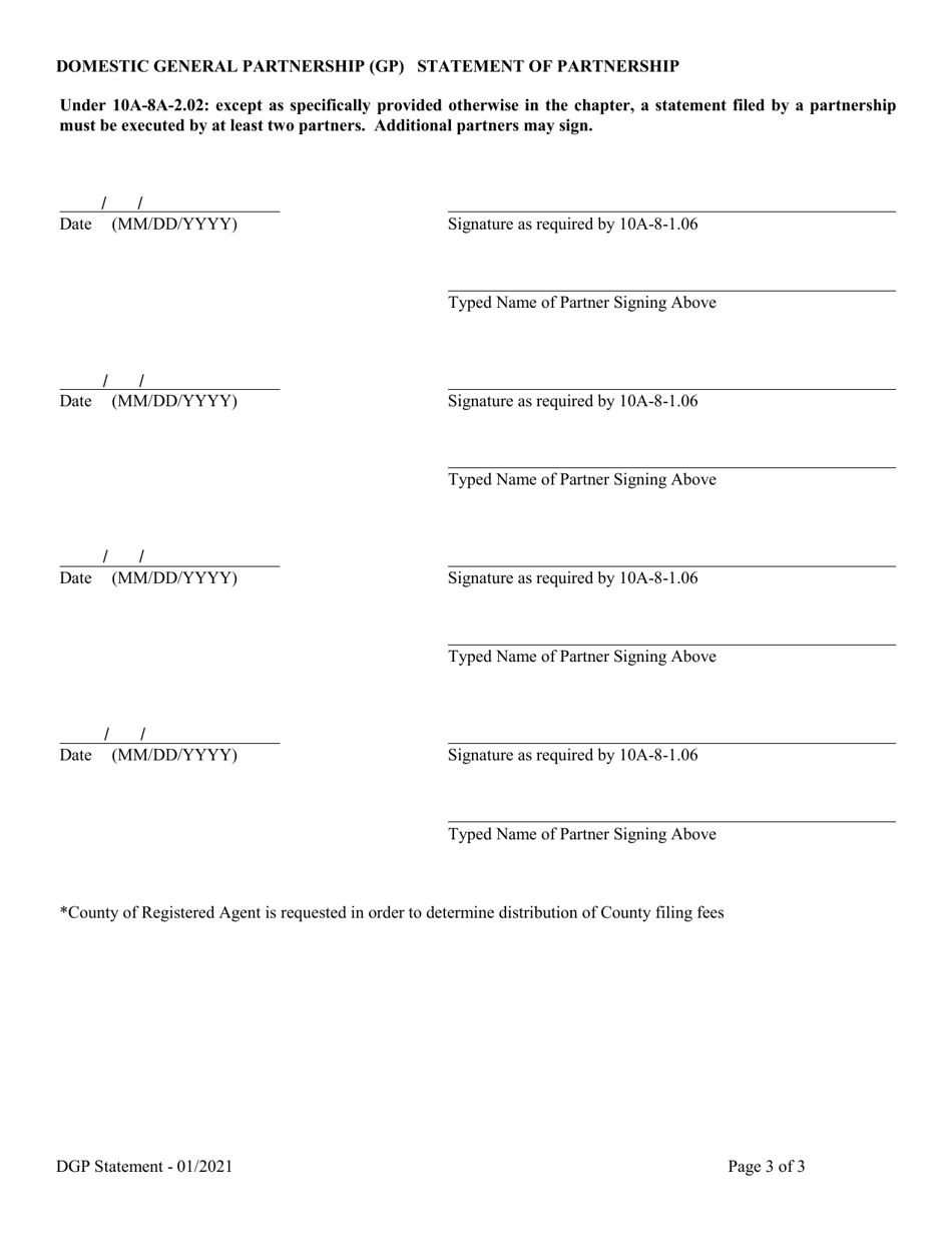 Domestic General Partnership (Gp) Statement of Partnership - Alabama, Page 3