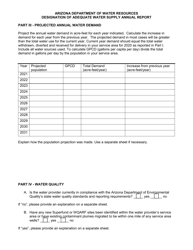 Designation of Adequate Water Supply Annual Report Form - Arizona, Page 3