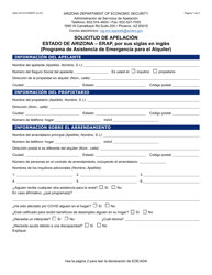 Document preview: Formulario ASA-1011A-S Solicitud De Apelacion - Erap - Arizona (Spanish)