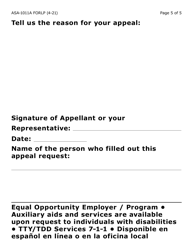Form ASA-1011A-LP Appeal Request Erap (Large Print) - Arizona, Page 5