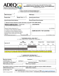 Form DWAR1R Drinking Water Analysis Reporting Form - Microbiological/Revised Total Coliform Rule - Arizona