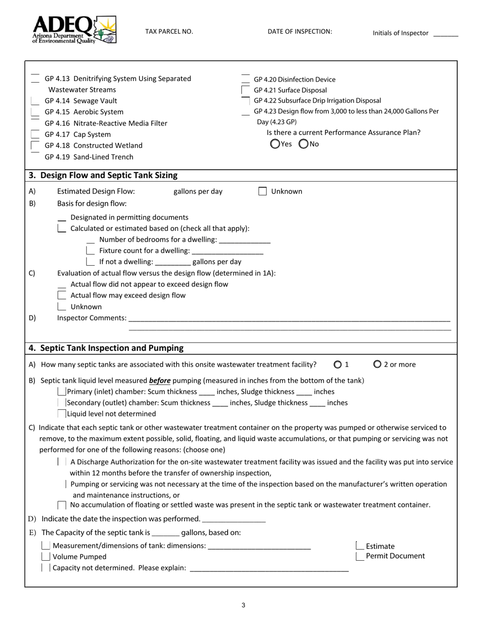 Form GWS432 Report of Inspection for an on-Site Wastewater Treatment Facility - Arizona, Page 4