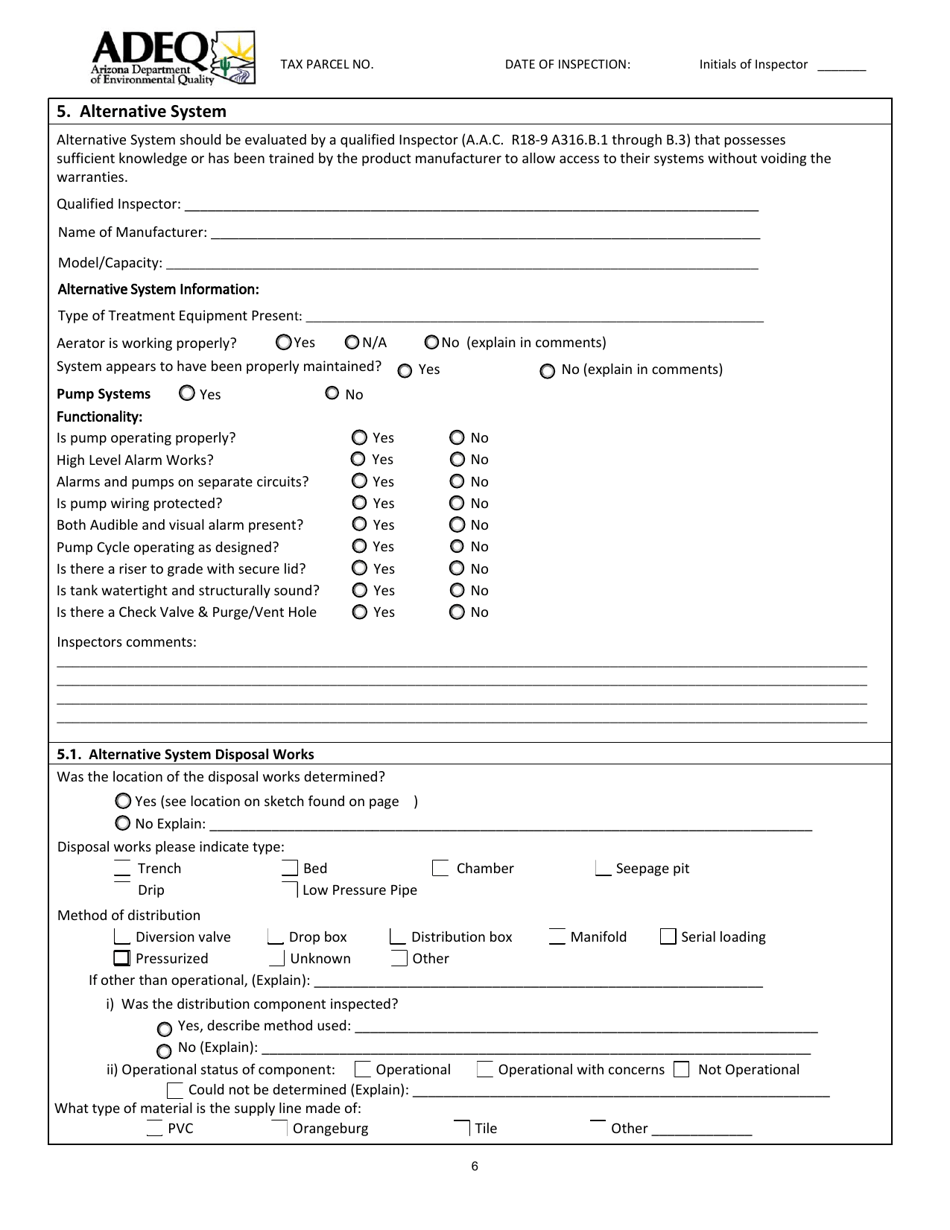 Form GWS432 Report of Inspection for an on-Site Wastewater Treatment Facility - Arizona, Page 7