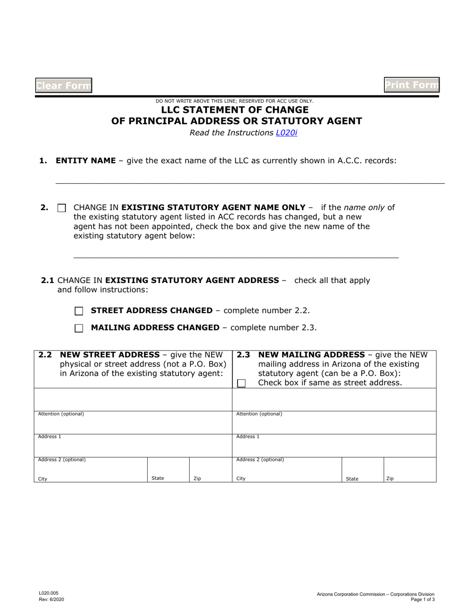 Form L020.005 Fill Out, Sign Online and Download Fillable PDF