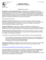 Formulario PIU1S Formulario General De Comentario/Preguntas - California (Spanish), Page 2