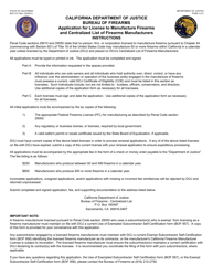 Form BOF017 Application for License to Manufacture Firearms and Centralized List of Firearms Manufacturers - California, Page 2