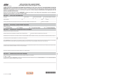Document preview: Form DL120 Application for Junior Permit - California
