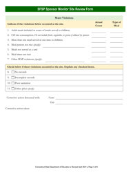 Summer Food Service Program (Sfsp) Sponsor Monitor Site Review Form - Connecticut, Page 3