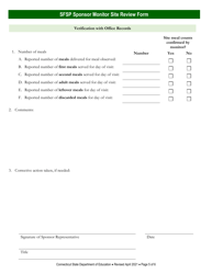 Summer Food Service Program (Sfsp) Sponsor Monitor Site Review Form - Connecticut, Page 5