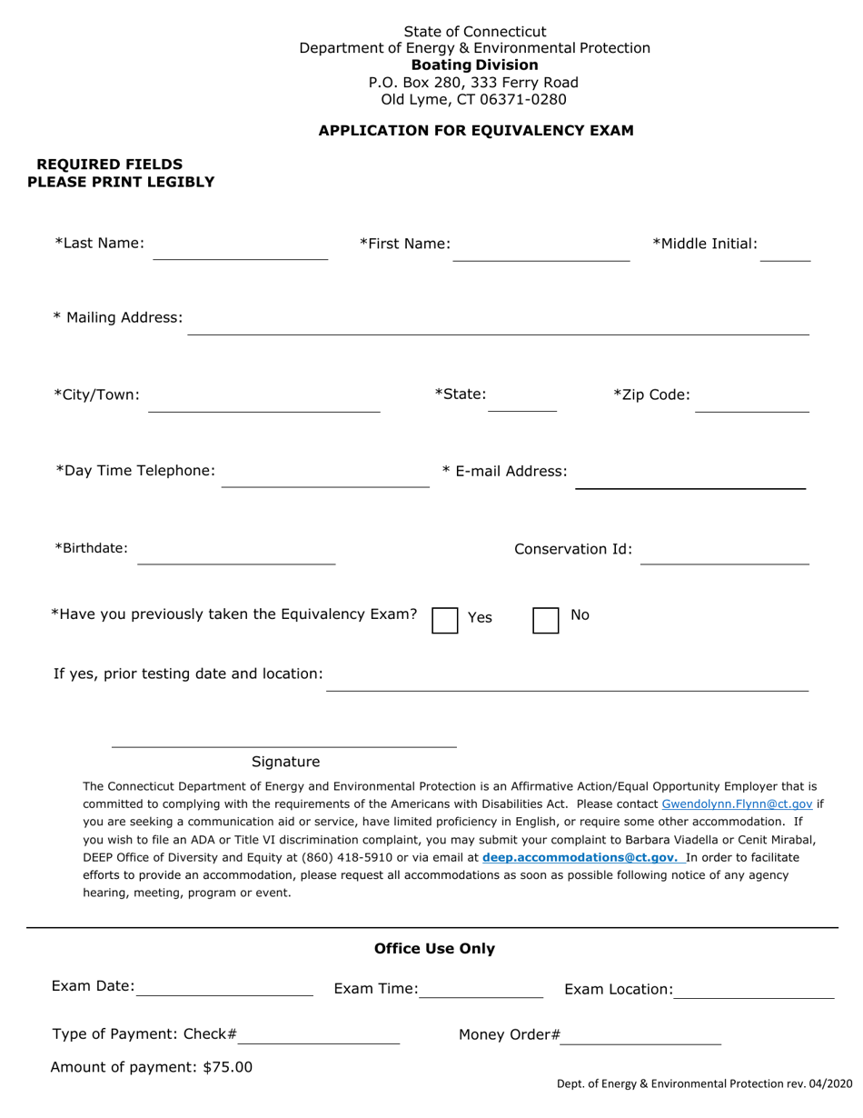 Application for Equivalency Exam - Connecticut, Page 2