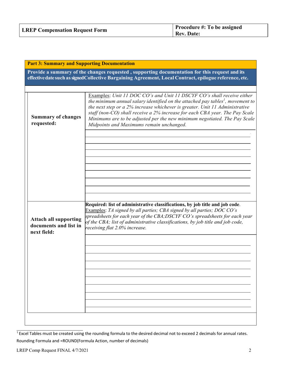 Labor Relations (Lr) - Compensation Request Form - Delaware, Page 2