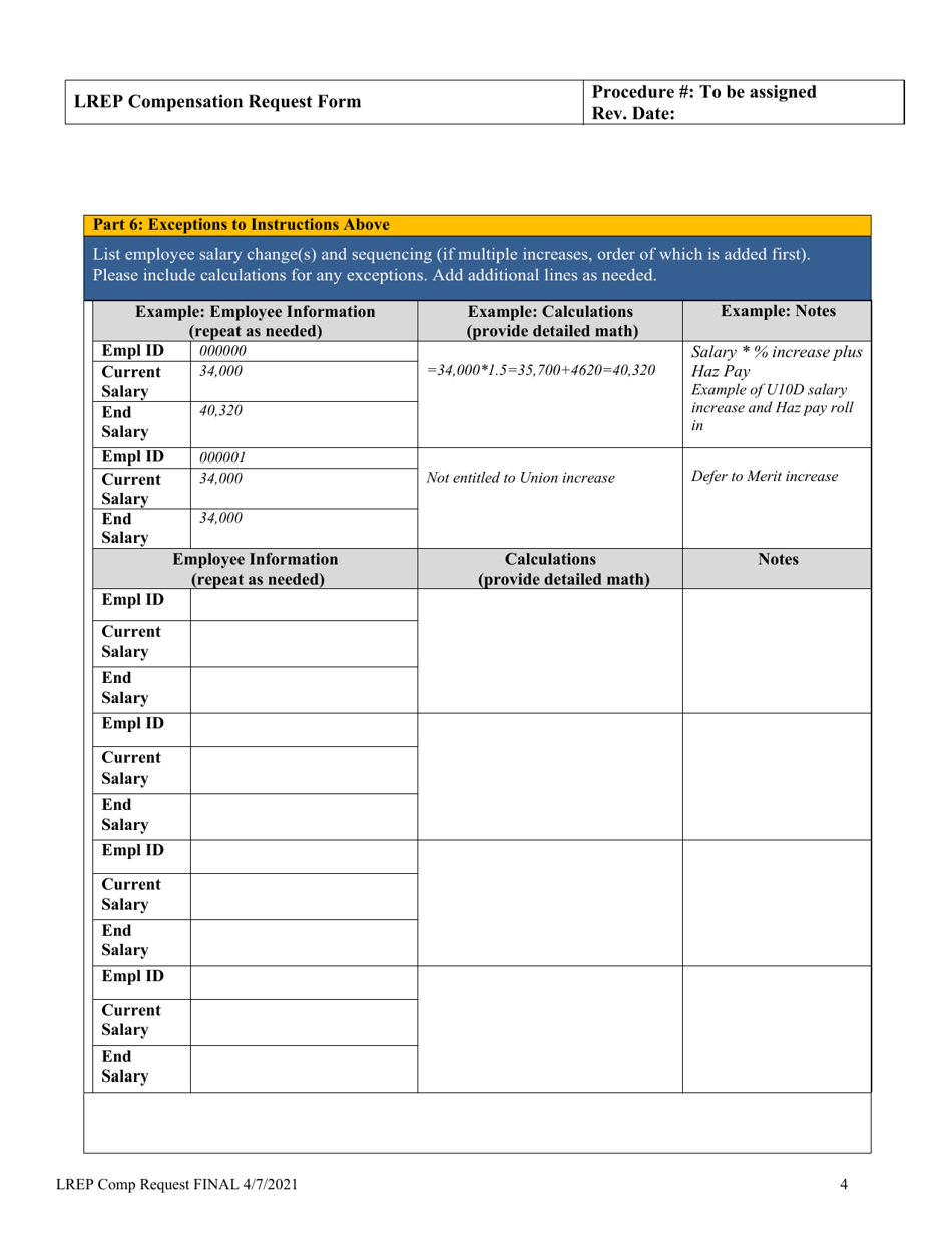 Labor Relations (Lr) - Compensation Request Form - Delaware, Page 4