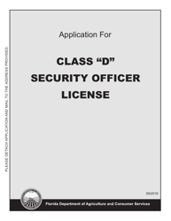 Form FDACS-16007 Application for Security Officer License - Florida