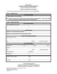 Form DBPR-DDC-238 &quot;Application for Mailing Address Change Only&quot; - Florida