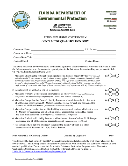 Form 032221 Contractor Qualification Form - Florida