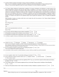 Form TOB: REG Tobacco Products Registration Form - Alabama, Page 2