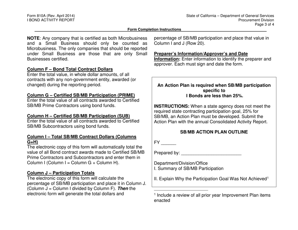 Form DGS PD810A Infrastructure Bond Activity Report - California, Page 4